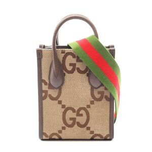 Gucci Jumbo GG Canvas Leather Tote Bag